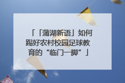 「蒲湖新语」如何踢好农村校园足球教育的“临门一脚”