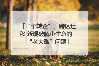 “个转企”、跨区迁移 新规破解小生意的“老大难”问题