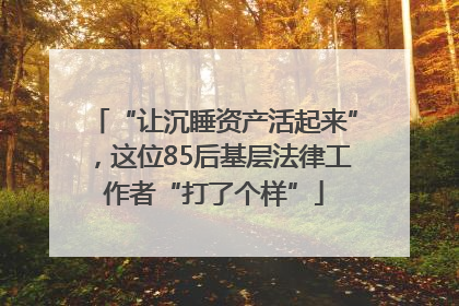 “让沉睡资产活起来”，这位85后基层法律工作者“打了个样”