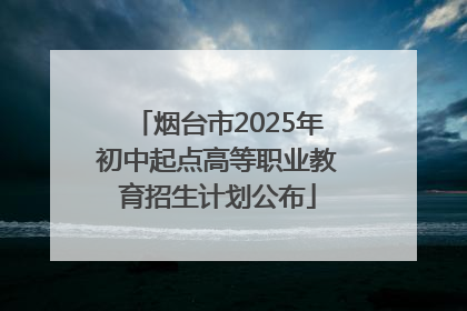 烟台市2025年初中起点高等职业教育招生计划公布