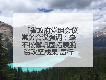 省政府党组会议常务会议强调：毫不松懈巩固拓展脱贫攻坚成果 厉行节约反对浪费弘扬优良作风