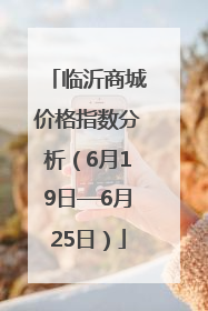 临沂商城价格指数分析（6月19日—6月25日）