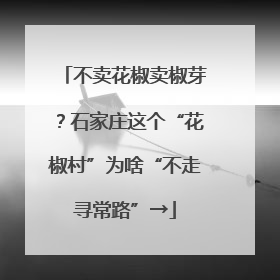 不卖花椒卖椒芽？石家庄这个“花椒村”为啥“不走寻常路”→