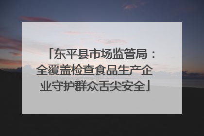 东平县市场监管局：全覆盖检查食品生产企业守护群众舌尖安全