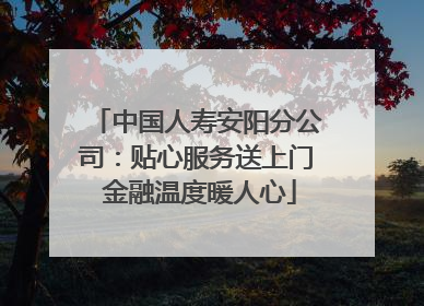 中国人寿安阳分公司：贴心服务送上门 金融温度暖人心