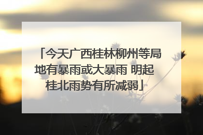今天广西桂林柳州等局地有暴雨或大暴雨 明起桂北雨势有所减弱