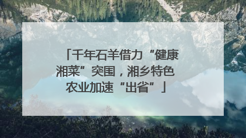 千年石羊借力“健康湘菜”突围，湘乡特色农业加速“出省”