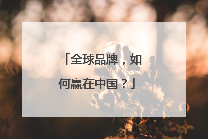 全球品牌，如何赢在中国？
