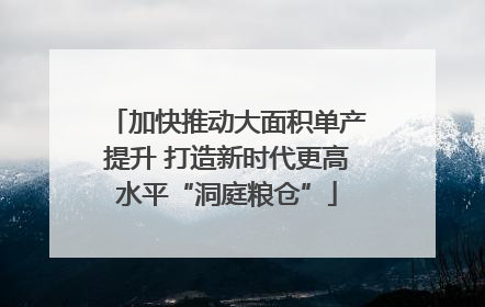 加快推动大面积单产提升 打造新时代更高水平“洞庭粮仓”
