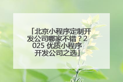 北京小程序定制开发公司哪家不错？2025 优质小程序开发公司之选