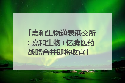 嘉和生物递表港交所：嘉和生物+亿腾医药战略合并即将收官