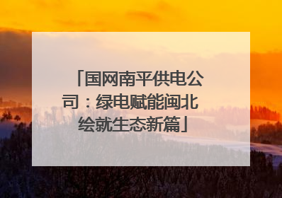 国网南平供电公司：绿电赋能闽北 绘就生态新篇