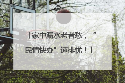 家中漏水老者愁，“民情快办”速排忧！