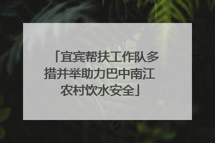 宜宾帮扶工作队多措并举助力巴中南江农村饮水安全