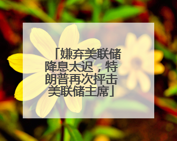 嫌弃美联储降息太迟，特朗普再次抨击美联储主席
