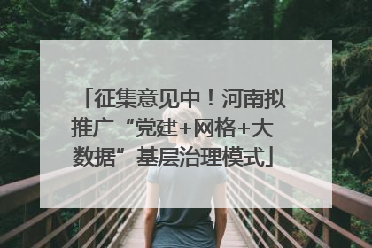 征集意见中！河南拟推广“党建+网格+大数据”基层治理模式