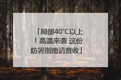 局部40℃以上！高温来袭 这份防暑指南请查收