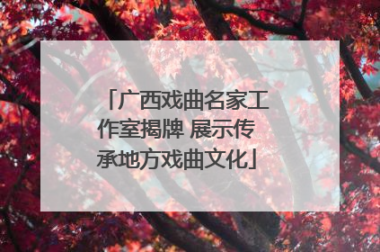 广西戏曲名家工作室揭牌 展示传承地方戏曲文化