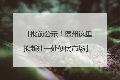 批前公示！德州这里拟新建一处便民市场