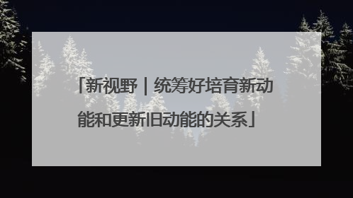 新视野｜统筹好培育新动能和更新旧动能的关系