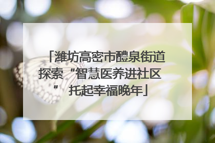 潍坊高密市醴泉街道探索“智慧医养进社区” 托起幸福晚年