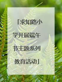求知路小学开展端午节主题系列教育活动