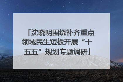 沈晓明围绕补齐重点领域民生短板开展“十五五”规划专题调研