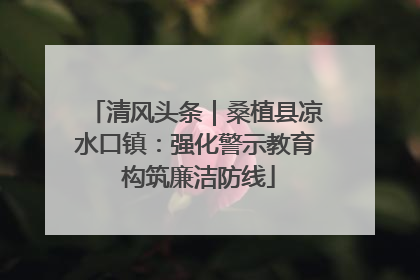 清风头条｜桑植县凉水口镇：强化警示教育 构筑廉洁防线