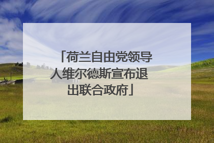 荷兰自由党领导人维尔德斯宣布退出联合政府