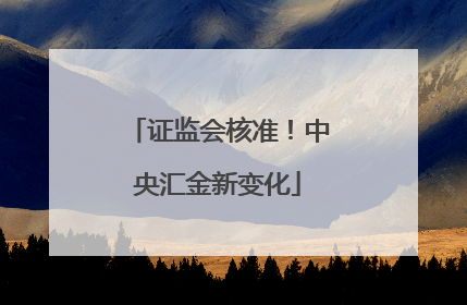证监会核准！中央汇金新变化