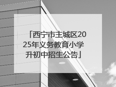 西宁市主城区2025年义务教育小学升初中招生公告