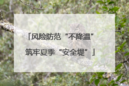 风险防范“不降温” 筑牢夏季“安全堤”