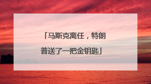 马斯克离任，特朗普送了一把金钥匙