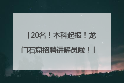 20名！本科起报！龙门石窟招聘讲解员啦！